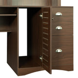 ZUN Home Office Computer Desk with Hutch,Walnut 07162933