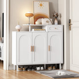 ZUN ON-TREND Elegant Shoe Cabinet with Arched Doors and Drawer, Cream Style Storage Sideboard with WF321210AAK