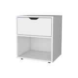 FM FURNITURE Elliott Nightstand with Elegant Drawer and Open Shelf, White B128P321064