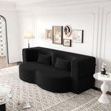 Modern Floor Sofa with 2 Pillows,Convertible Teddy Fabric Foam-Filled Sleeper Sofa Bed,15" Full Size W1885P308288