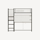 Full size loft metal bed with black for bedroom and dormitory, with built-in charging station and 69416959