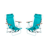 Folding Beach Chair Set of 2 for Adults, 4 Position Portable Backpack Foldable Camping Chair with 92694643