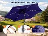 9ft Solar LED Patio Umbrella with Push Button Tilt & Crank, 6 Ribs Waterproof Polyester Outdoor 55576345