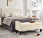 ZUN Upholstered Tufted Button Storage Bench with nails trim,Entryway Living Room Soft Padded Seat with 65313741