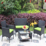 ZUN 4 PC Rattan Patio Furniture Set Outdoor Patio Cushioned Seat Wicker Sofa W20985038