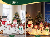 4-Pack 5FT Snowman Family, White 2D with Branch Arms, 250 Warm White Lights, Christmas Light Set 40607208