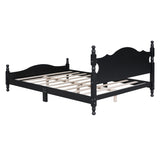 Queen Size Wood Platform Bed Frame,Retro Style Platform Bed with Wooden Slat Support,Black WF310132AAB