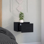 ZUN Boa Floating Nightstand , End Table, Side Table Wall-Mounted Single Drawer Design with Handle- Black B200137816