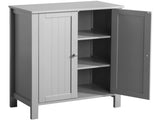 Grey painted MDF bathroom tall cabinet, double-door, vertical ribbed design, 23.6*11.8*31.5in 34325647