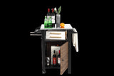 Single door bar cart,Outdoor Kitchen Wicker Island Rolling Cart & Storage Cabinet, Wheels and W640P256896