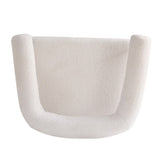 Modern Boucle Fabric Upholstered Accent Chair, Curved Armchair with Black Metal Frame, White N765P236503W