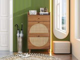 ZUN Rattan, Allen 2 door 1 drawer cabinet, shoe rack, double layer, suitable for entrance W688141533