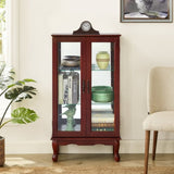 Curio Cabinet Lighted Curio Diapaly Cabinet with Adjustable Shelves and Mirrored Back Panel, 38267420