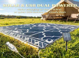 Reversible LED Light Outdoor Rug Carpet 12'x9' PP Straw Material with Carry Bag And Ground Stakes 01838261