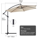 ZUN 10ft Cantilever Patio Umbrella, Offset Hanging Outdoor Table Umbrella with Tilt Crank, 6 Sturdy 19848697