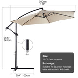 ZUN 10ft Cantilever Patio Umbrella, Offset Hanging Outdoor Table Umbrella with Tilt Crank, 6 Sturdy 19848697