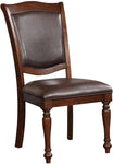 ZUN Luxurious Traditional Dining Chairs Brown Cherry Solid wood Espresso Leatherette Seat Set of 2pc B011115504