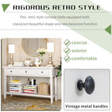 Classic Retro Style Console Table with Three Top Drawers and Open Style Bottom Shelf, Easy Assembly 87021616