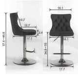 Swivel Velvet Barstools Adjusatble Seat Height from 25-33 Inch, Chrome base Bar Stools with Backs W1143124782