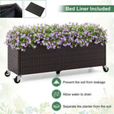 Mobile Elevated Planter - 5 Smooth Casters, Soil Leak-Proof Liner, 132lbs Load, Balcony/Patio/Living 63242595