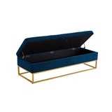 58.6" Bed Bench Metal Base with Storage Navy Blue Velvet W1097119561