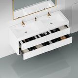 60" Wall-Mounted Bathroom Vanity with Sink, Floating Bathroom Storage Cabinet with Stone Resin W1573P211176