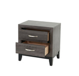 Bedroom Furniture Rustic Grey Oak Simple 1pc Nightstand 2-Drawers Bed Side Table Solidwood B011P248055