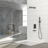 Shower System with Waterfall Tub Spout,12 Inch Wall Mounted Square Shower System with Rough-in W1243132416