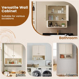 Beige Fluted Wall Cabinet - Over-Toilet Storage w/ 2 Doors Open Shelf 3-Position 70510098