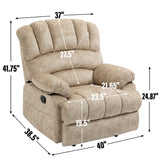 Large Manual Recliner Chair in Fabric for Living Room, Beige W3224P288517