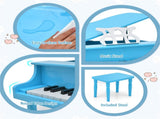 Blue Kids Piano 30-Key Wood Toy Kids Grand Piano with Bench and Music Rack 53536919