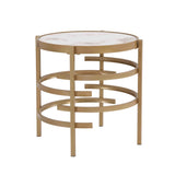 Modern Side Table, Pandora Sintered Stone End Table, Golden Small Coffee Table, 20.67''W 20.67''D W1071P144269