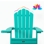 ZUN TALE Folding Adirondack Chair with Pullout Ottoman with Cup Holder, Oaversized, Poly Lumber, for 95450822