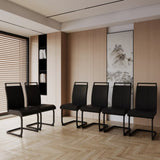 ZUN Modern Dining Chairs,PU Faux Leather High Back Upholstered Side Chair with C-shaped Tube. Black 80174496