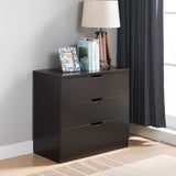 ZUN Modern dark chocolate three drawer chest and clothes storage cabinet with metal drawer glides B107P173530