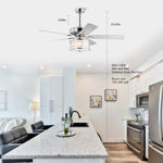 ZUN 52" 3-Light Chrome Drum Shade LED Ceiling Fan + Remote, Traditional Farmhouse Rustic Industrial W1592P152990