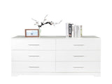 6 Drawer Double Dresser for Bedroom, Wide Storage Cabinet for Living Room Home Entryway, White 91140826