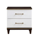 Contemporary White and Cherry Finish 1pc Two Drawers Nightstand 2-Tone Finish with Gold Trim Modern B011P149132