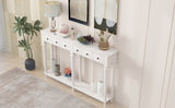 TREXM Retro Console Table with 4 Drawers and Open Shelf, perfect for Entryways, Living Rooms, and N715P202860K