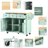 Kitchen Cart with Rubber wood Drop-Leaf Countertop ,Cabinet door internal storage racks,Kitchen WF298028AAE
