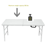 ZUN 4ft Portable Folding Table Indoor&Outdoor Maximum Weight 135KG Foldable Table for Camping White 34244176