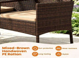 2-Seat PE Wicker Patio Loveseat Set, Outdoor Rattan Sofa with 2-Tier Tempered Glass Table, Thick 35376082