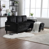 UNITED WE WIN Sofa for three, solid wood frame, Chenille fabric, side pocket, with two cup holders, W1568142742