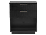 Black P2 Density Board Wavy Pattern Drawer Front 454070cm Two-Drawer Bedside Cabinet 75644100