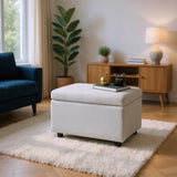 Light Gray Linen-Textured Storage Ottoman with Rubber Feet 634343cm Bench for Entryway, Bedroom 14436871