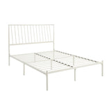 Metal Frame Queen Platform Bed White Finish Angle Headboard Bedroom Furniture 1pc B011P261198