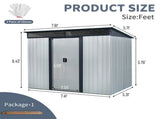 8ft x 6ft Outdoor Metal Storage with Lockable Sliding Doors and Transparent plate for Garden, Lawn 46725600