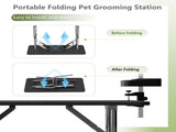 47'' Large Dog Grooming Table Stainless Steel Foldable Grooming Table for Dogs at Home Adjustable W3587P462651