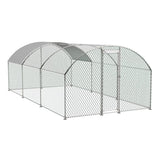 ZUN Large Chicken Coop Metal Chicken Run with Waterproof and Anti-UV Cover, Dome Shaped Walk-in Fence W2505P171905