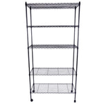 ZUN 5-Layer Plastic Coated Iron Shelf with 1.5" Nylon Wheels 165*90*35 Black 76488295